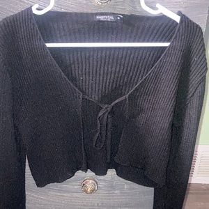 Nasty gal black front tie cardigan